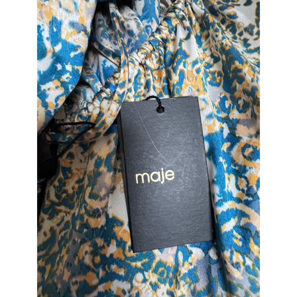Chic Maje Tiered Printed Satin Maxi Dress - Size 4, NWT! - Picture 6 of 7